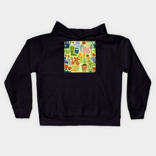 Gardening repeat pattern Kids Hoodie